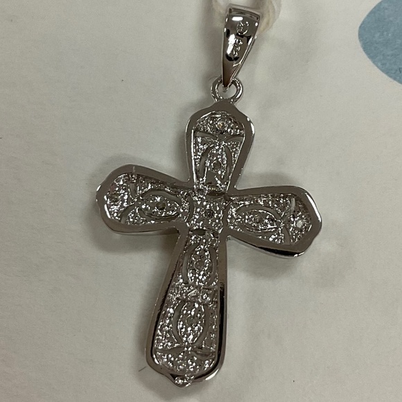 Sterling Silver Cross & Crystal Pendant - Picture 2 of 3